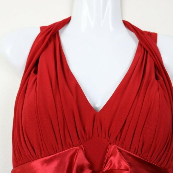 Jessica Howard Womens Dress V Neck Halter Bow Red - Picture 6 of 10